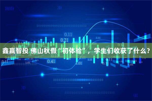 鑫赢智投 佛山秋假“初体验”,学生们收获了什么?